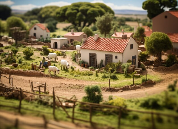 Photo cortijo diorama espagnol photographie ferme traditionnelle