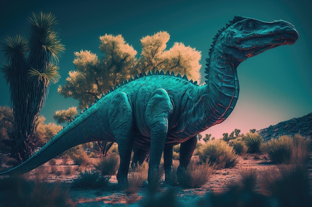 Corythosaurus Dinosaure dangereux coloré dans une nature préhistorique luxuriante par Generative AI