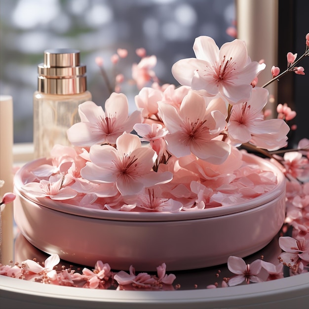 cosmétique décoré de fleurs