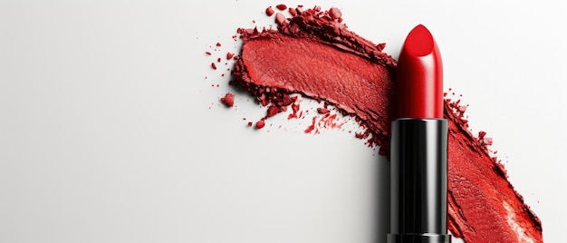 Cosmétiques Beauté Rouge à lèvres sur fond blanc, un produit de maquillage captivant pour votre publicité
