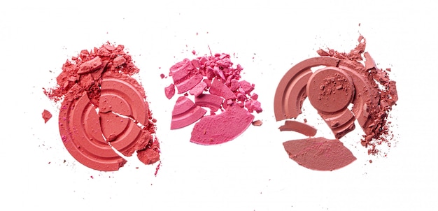 Cosmétiques Fard à Joues Rose Fracassé Isolé Sur Blanc