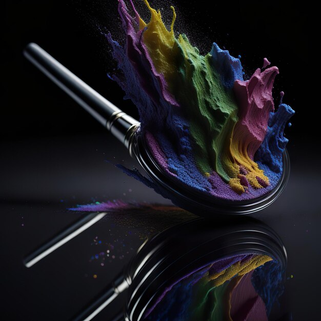 Photo cosmétiques luxueux avec des détails colorés sur un fond sombre