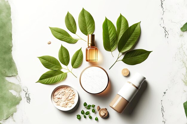 Photo cosmétiques naturels pour les soins de la peau produits spa flatlay isolé sur fond blanc