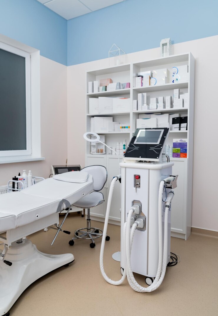 Photo cosmétologie équipement stérile moderne intérieur de dermatologie propre