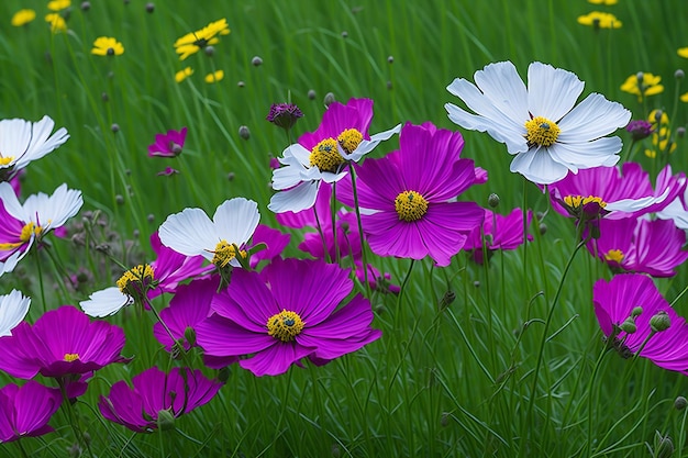 Cosmos bipinnatus communément appelé la fleur du cosmos du jardin qui fleurit dans le jardin