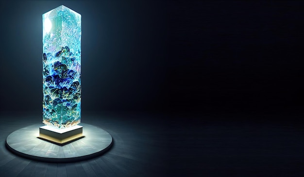 Cosmos dans un cristal avec espace vide 3d illustré