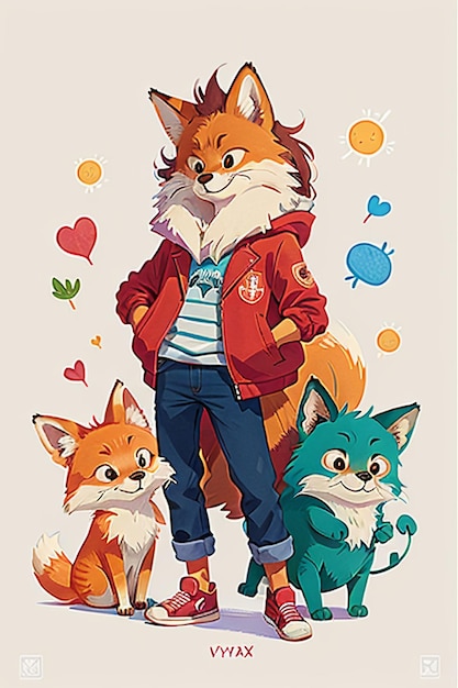 cosplay renard en forme garçon soleil beau dessin animé anime fond d'écran fond illustration