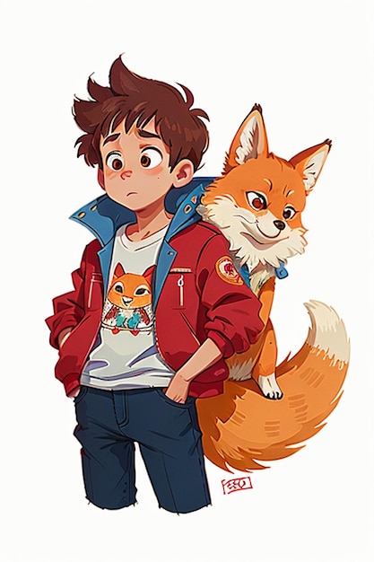 cosplay renard en forme garçon soleil beau dessin animé anime fond d'écran fond illustration