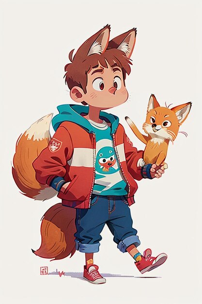 cosplay renard en forme garçon soleil beau dessin animé anime fond d'écran fond illustration