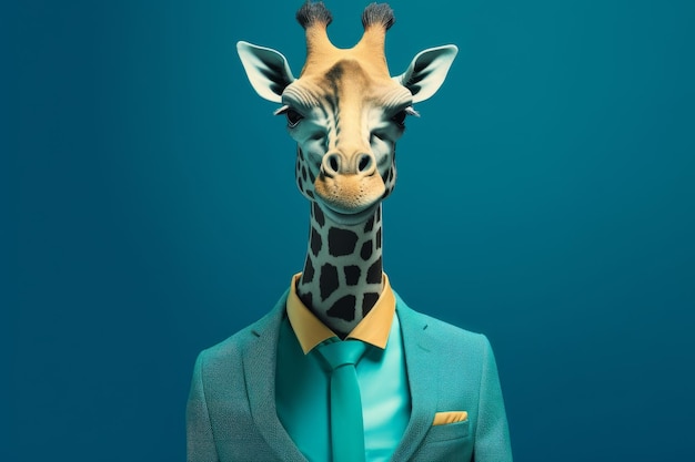 Costume d'affaires girafe voyage Generate Ai