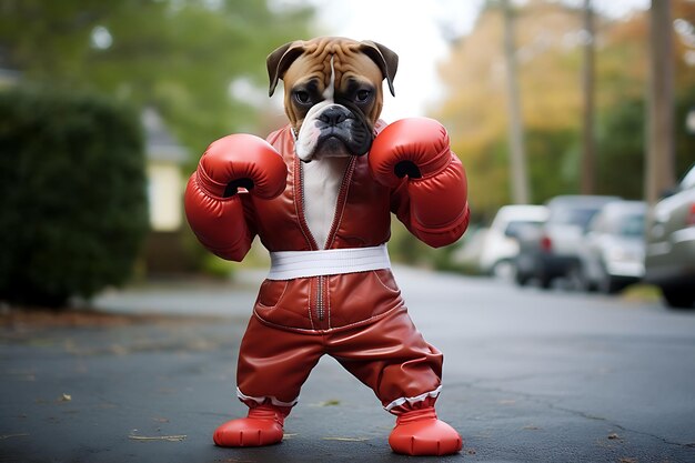 Le costume de boxeur est mignon.