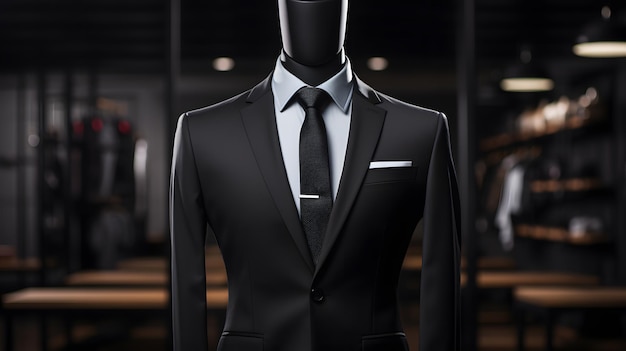 costume et cravate à l'armure sur un mannequin dans un magasin de costumes IA générative