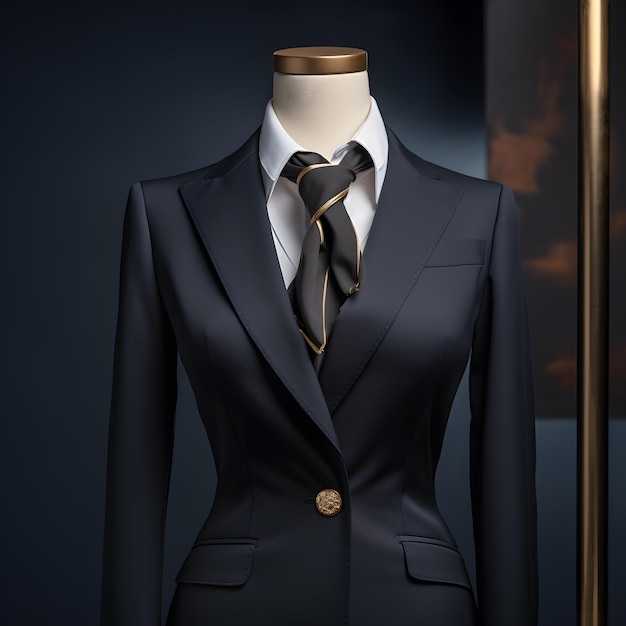 costume et cravate à l'armure sur un mannequin dans une pièce IA générative