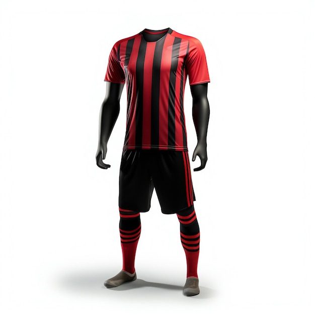 Costume de football dynamique kit de maillot à ligne verticale rouge et noir