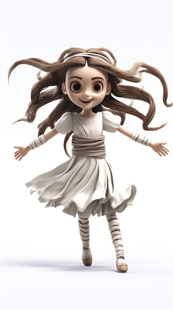 Costume d'Halloween pour fille Momie de dessin animé 3D