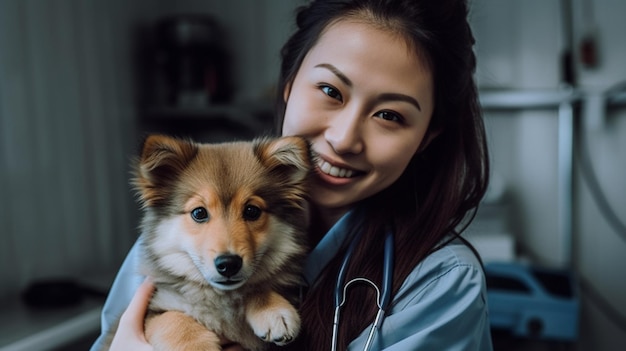 Costume médical vétérinaire stéthoscope beau câlin de chien