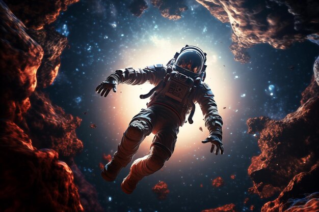 Costume spatial d'astronaute effectuant une activité cosmique extra spatiale par generative Ai