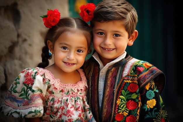 Costume traditionnel mexicain broderie mexicaine enfants