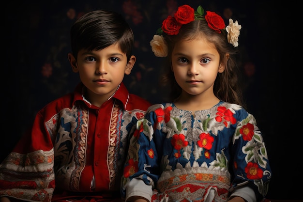 Costume traditionnel mexicain broderie mexicaine enfants