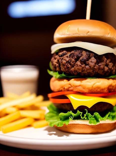 Cosy burger joint réaliste détaillé neutre chaud