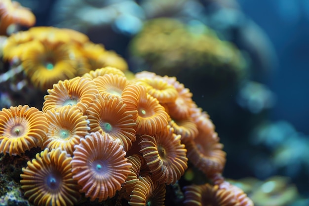 Écosystème des récifs coralliens Beauté sous-marine Texture rapprochée des polypes des récips coralliens