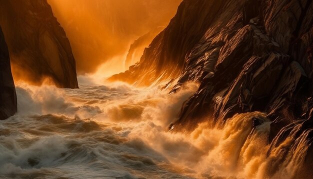 La côte idyllique montre majestueusement la beauté de la nature au lever du soleil générée par l'intelligence artificielle