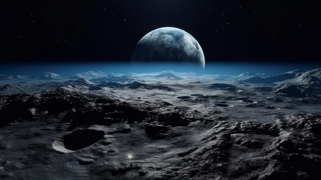 Côté obscur de Pluton vue depuis la lune Charon Generative ai