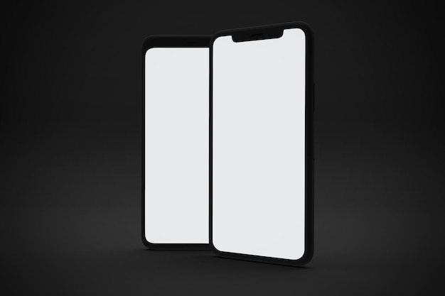 Côté perspective des téléphones intelligents isolé sur fond sombre
