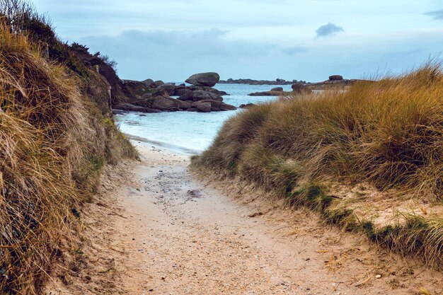 Côte typique de la Bretagne dans le nord de la France