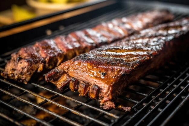 Côtes levées fumées à la manière de Memphis avec des marques de grill