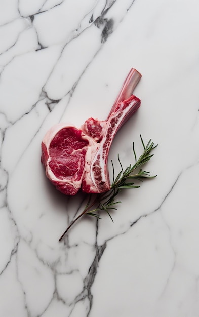 Photo côtes de viande d'agneau fraîches avec des herbes