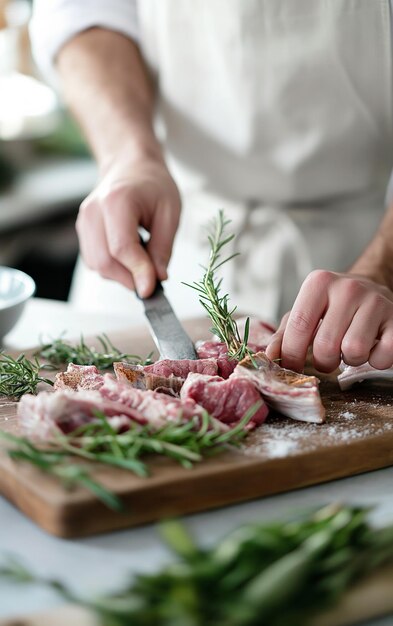 côtes de viande d'agneau fraîches avec des herbes