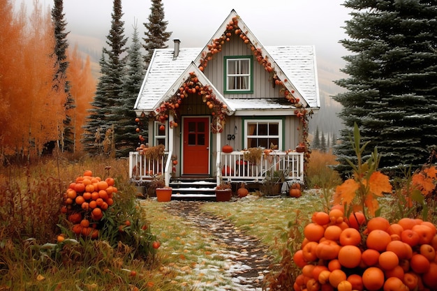 Cottage pittoresque au pays des merveilles d'automne