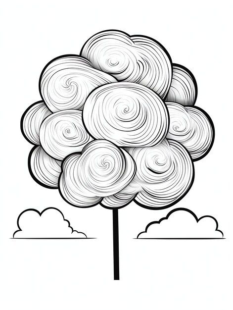 Photo cotton-candy dans un tourbillon dessert savoureux page de livre à colorier en noir et blanc pour adultes et