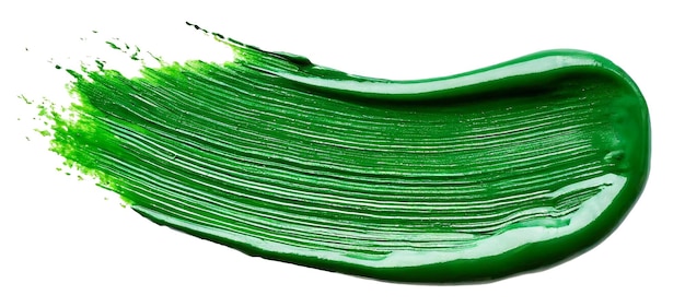 Une couche verte de peinture à l'huile isolée sur fond blanc