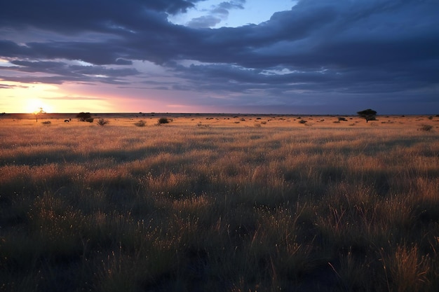 Coucher du soleil dans le Delta de l'Okavango Afrique Botswana