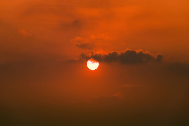 Coucher du soleil jaune oeuf nature avec fond de l&#39;environnement ciel coloré