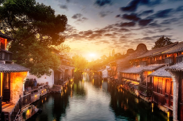 Photo coucher du soleil de wuzhen