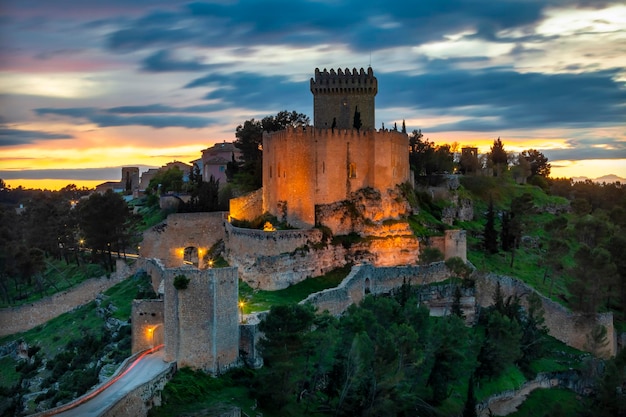 Photo coucher de soleil au château d'alarcon, cuenca