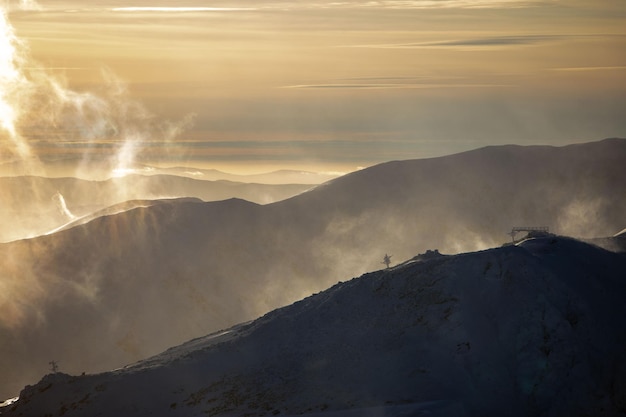 Coucher de soleil au-dessus des tatras slovaques