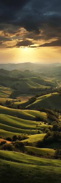 Coucher de soleil sur les collines