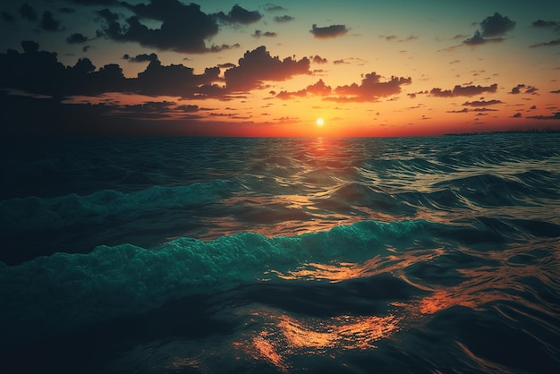 Coucher de soleil coloré sur l'océan