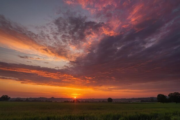 Un coucher de soleil à couper le souffle sur les collines