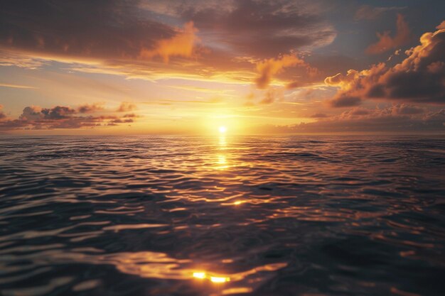 Un coucher de soleil à couper le souffle sur un océan calme