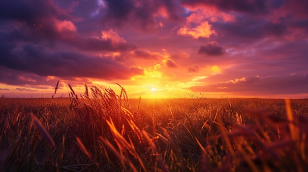 Un coucher de soleil à couper le souffle projetant des teintes chaudes à l'horizon