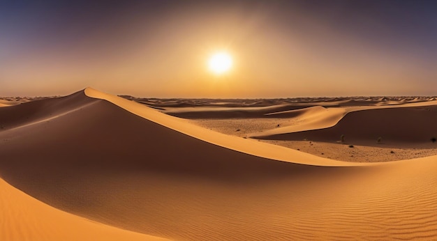 coucher de soleil dans le désert scène panoramique du désert sable dans le paysage du désert