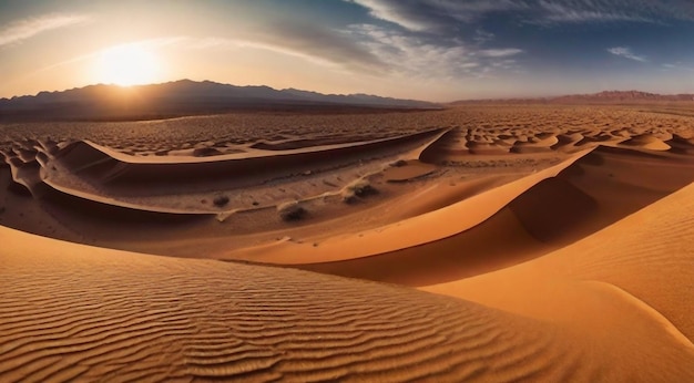 coucher de soleil dans le désert scène panoramique du désert sable dans le paysage du désert
