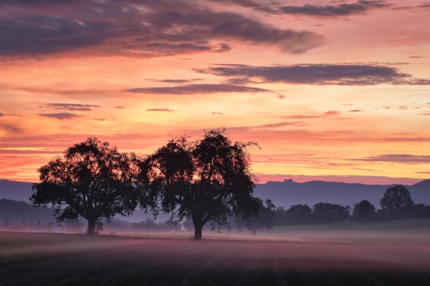 coucher de soleil dans les montagnes