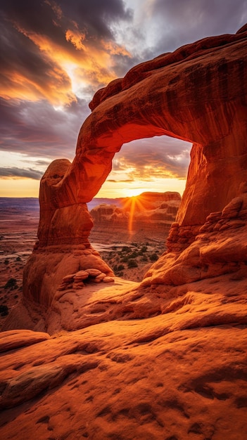 le coucher de soleil sur le désert avec un coucher de Soleil