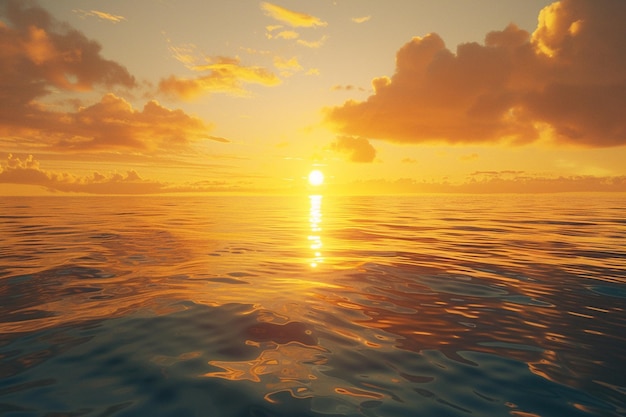 Un coucher de soleil doré sur des eaux calmes